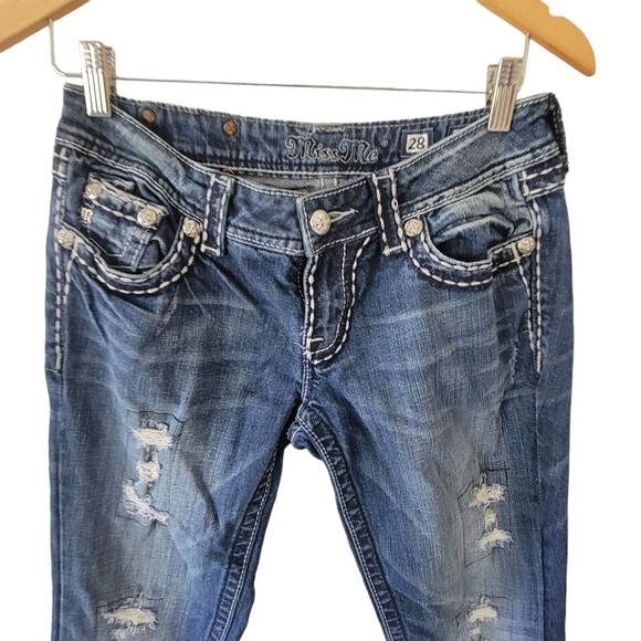 MISS ME  BOOT WOMEN'S JEANS SIZE 28 Thick‎ Stitch Low Rise - Picture 4 of 7